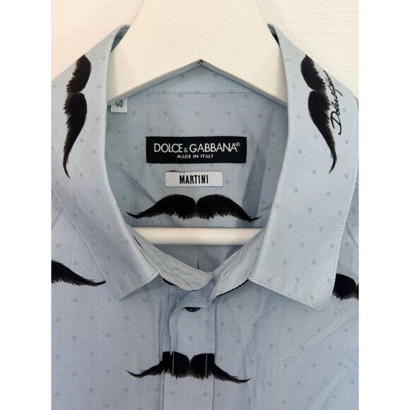 DOLCE & GABBANA Dress Shirt Light Blue Cotton MARTINI Formal 40/US15.25/M - Picture 3 of 5